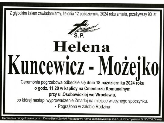 Zmarła Helena Kuncewicz-Możejko