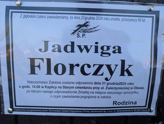 Zmarła Jadwiga Florczyk