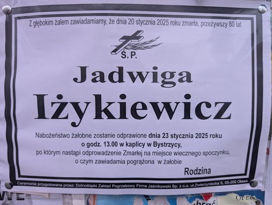 Zmarła Jadwiga Iżykiewicz