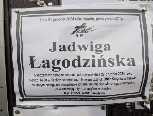 Zmarła Jadwiga Łagodzińska