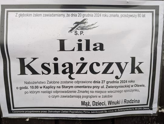 Zmarła Lila Książczyk