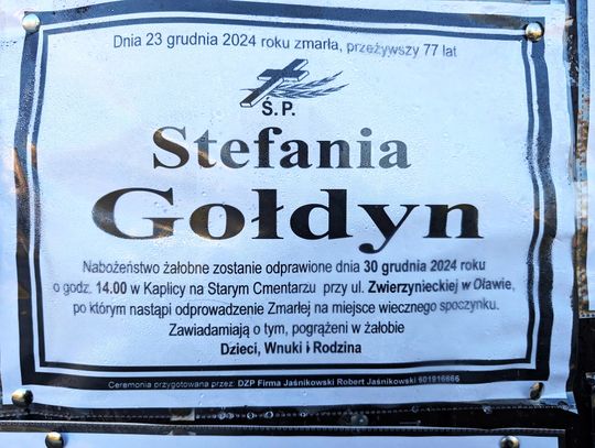 Zmarła Stefania Gołdyn