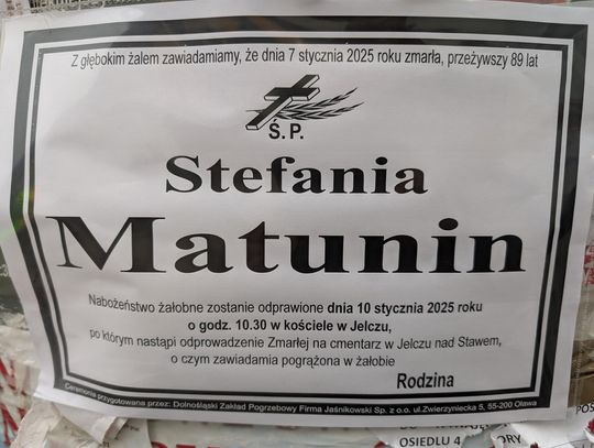 Zmarła Stefania Matunin