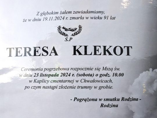 Zmarła Teresa Klekot