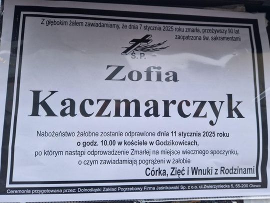 Zmarła Zofia Kaczmarczyk