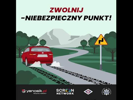 "Zwolnij - niebezpieczny punkt"