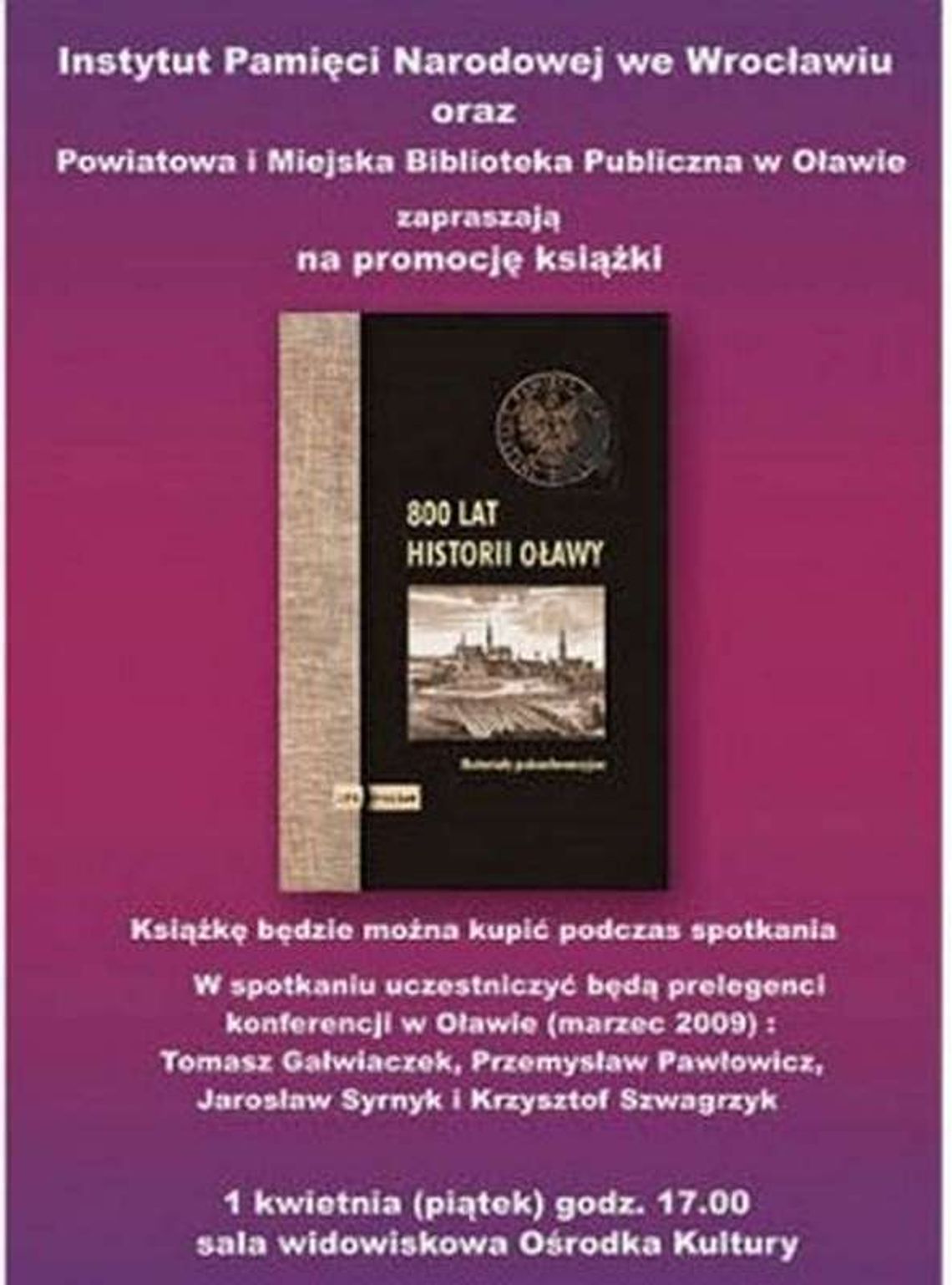 800 lat historii Oławy - promocja książki