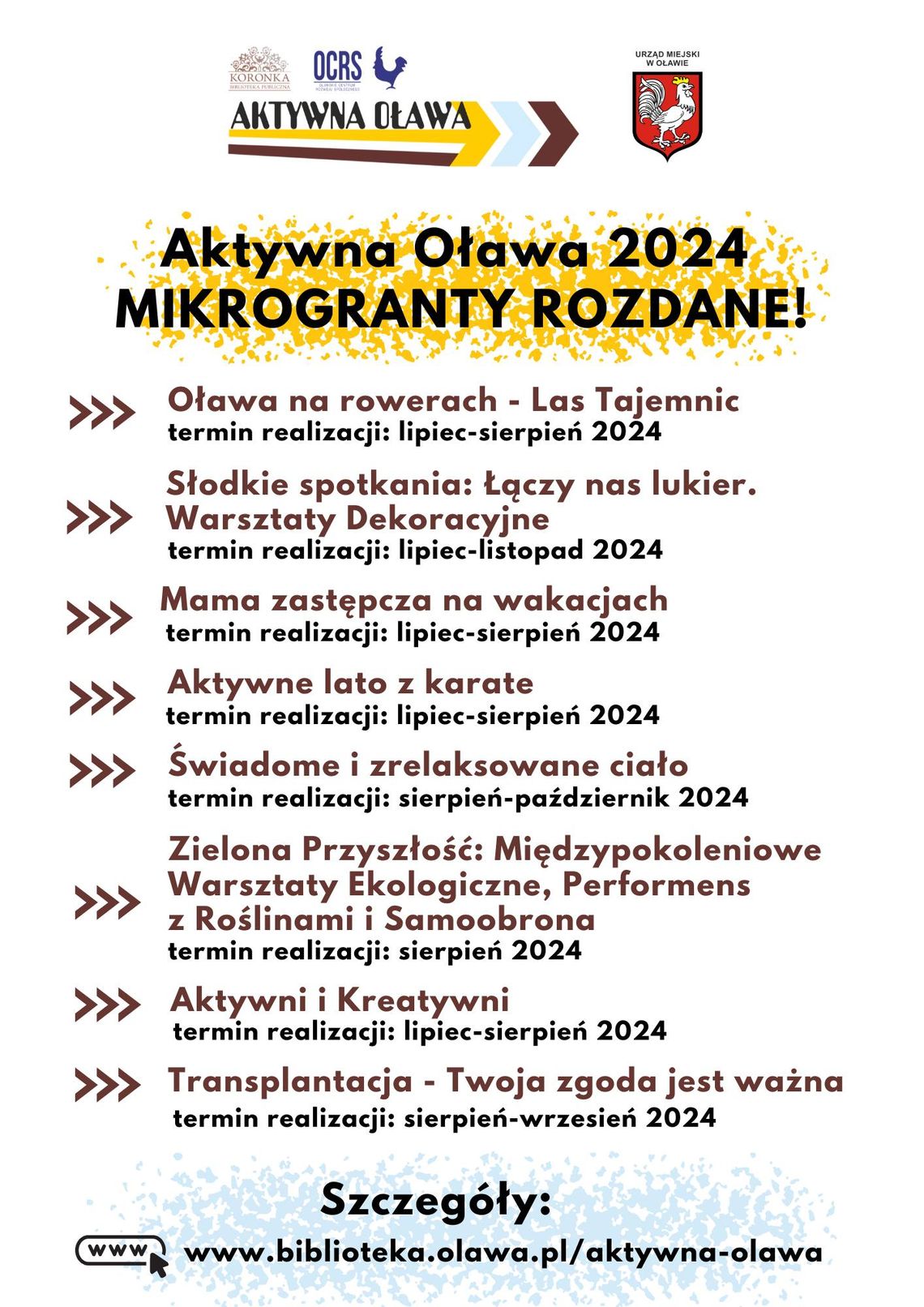 Aktywna Oława 2024 - mikrogranty rozdane