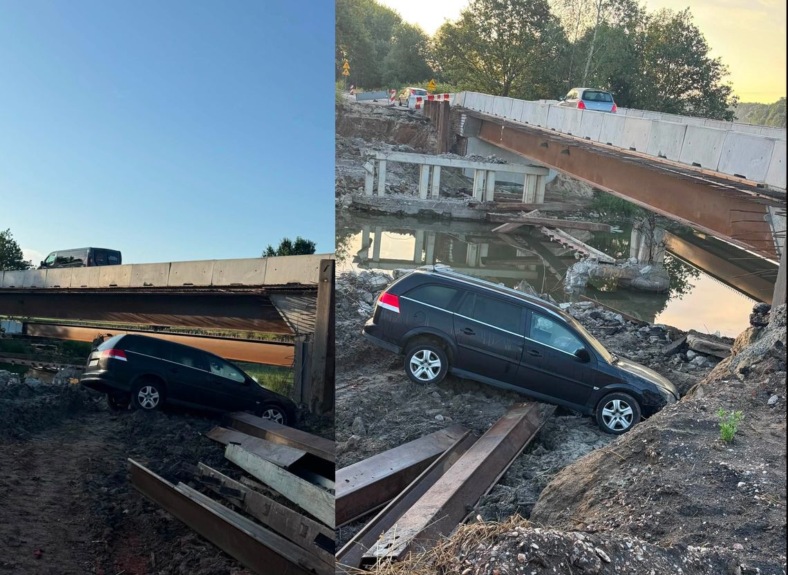 Auto spadło obok mostu. To niecodzienne zdarzenie! Auto spadło obok mostu. To niecodzienne zdarzenie!
