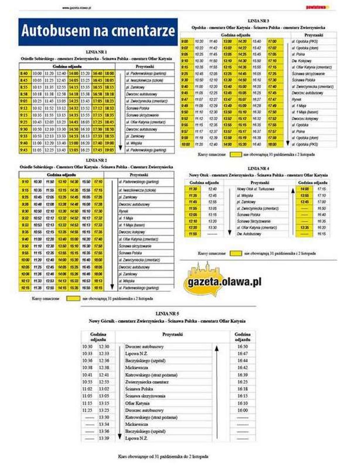 Autobusem na cmentarze