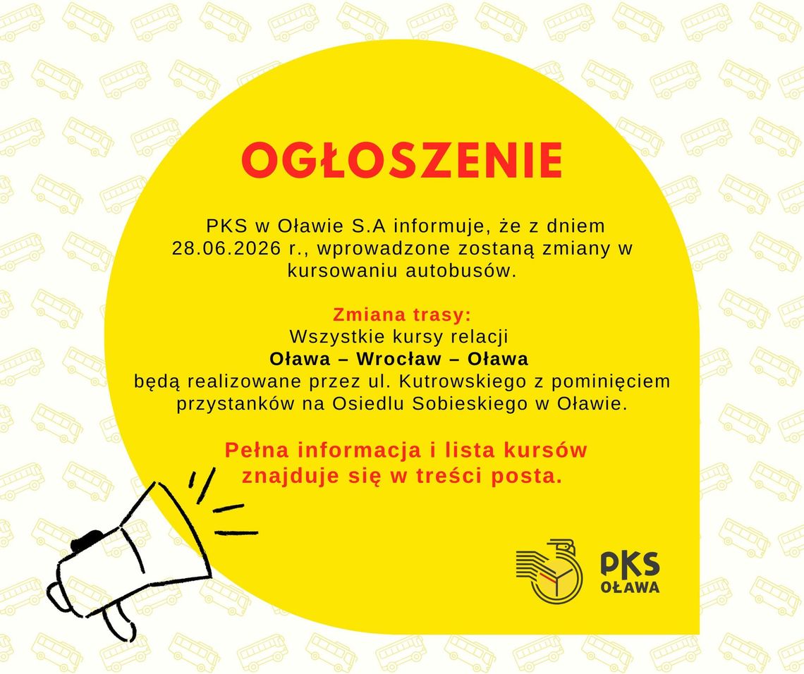 Będą zmiany w kursowaniu autobusów Będą zmiany w kursowaniu autobusów
