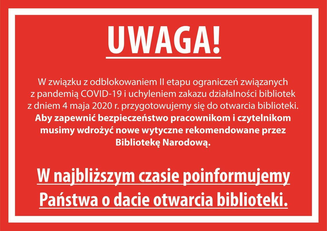 Biblioteka wkrótce, ale na pewno nie w tym tygodniu Biblioteka wkrótce, ale na pewno nie w tym tygodniu