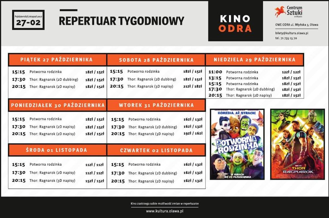 Co w kinie &quot;Odra&quot;? Repertuar do 2 listopada