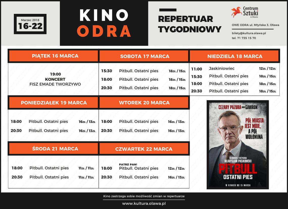 Co w kinie &quot;Odra&quot;? Repertuar do 22 marca