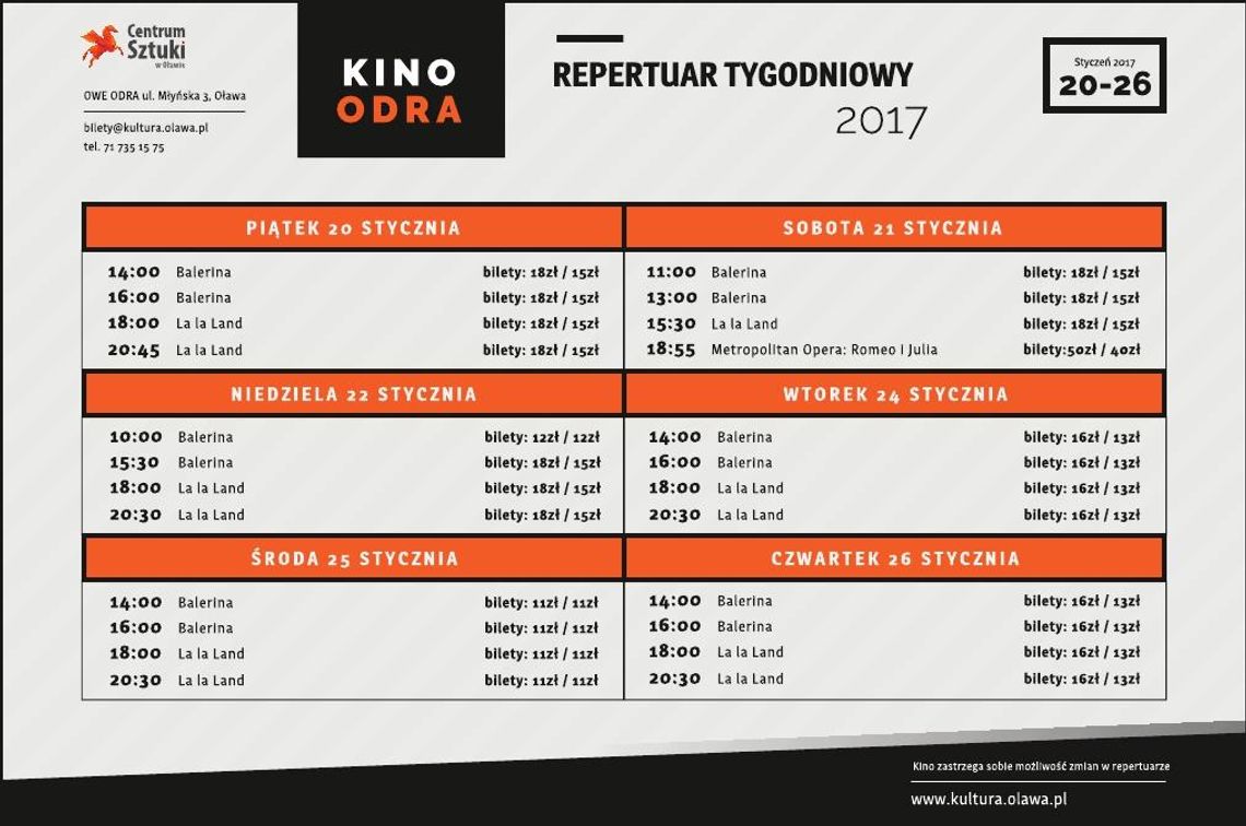 Co w kinie &quot;Odra&quot;? Repertuar od 20 stycznia