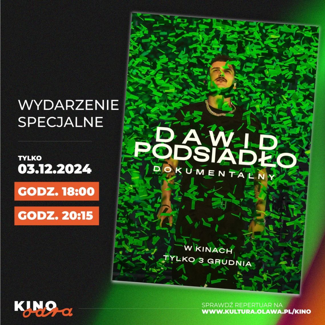 Dawid Podsiadło w Oławie. Na ekranie Kina Odra