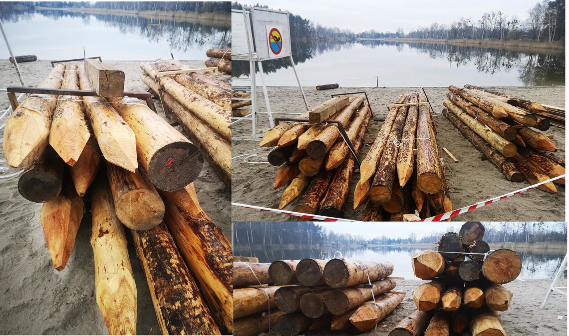 Drewniany pomost powstaje nad stawem w Jelczu-Laskowicach