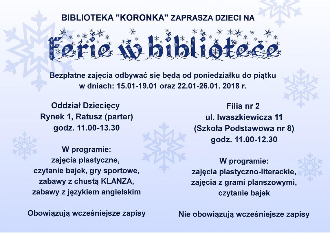 Ferie w bibliotece. Bezpłatne zajęcia