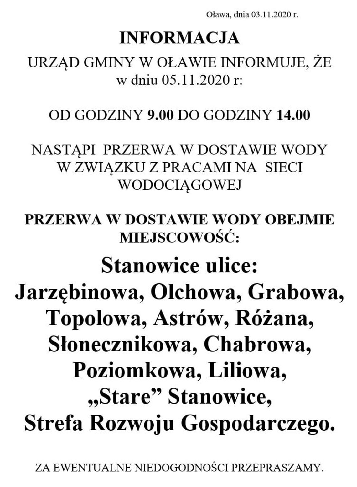 Gdzie nie będzie wody?