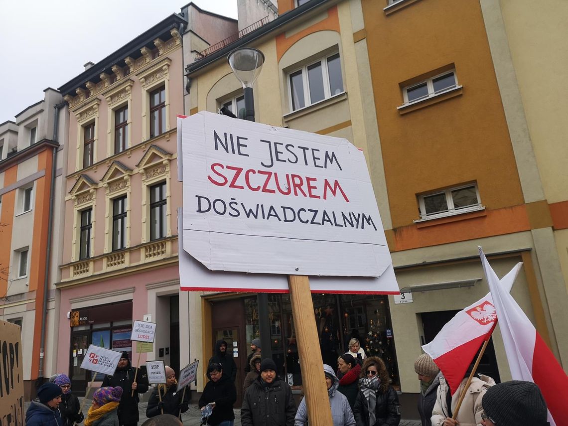 Grupa antyszczepionkowców protestowała w Oławie