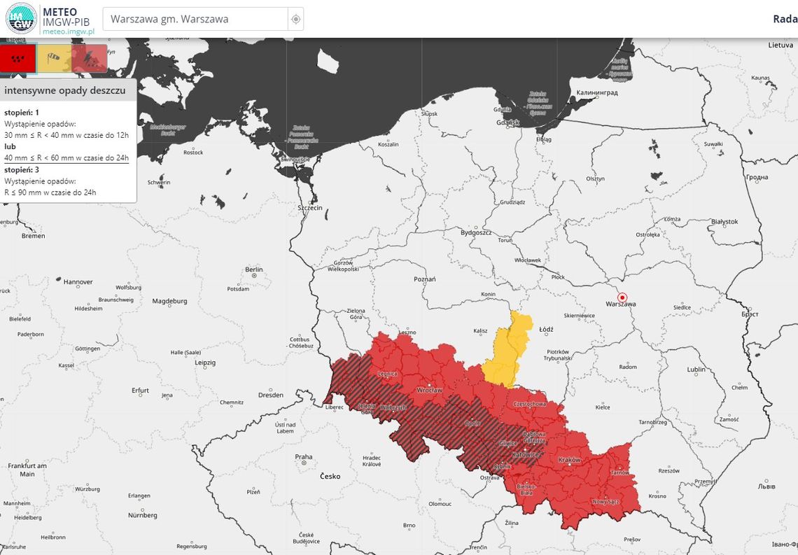 IMGW o bardzo trudnej sytuacji meteorologicznej i hydrologicznej