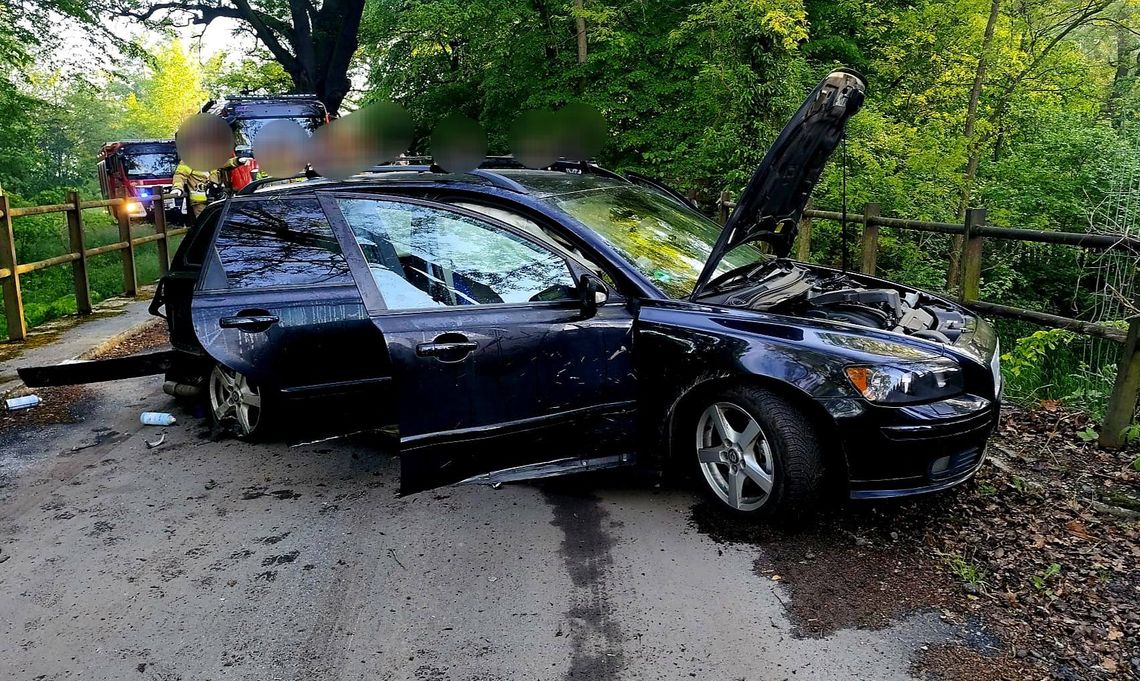 Jachał za szybko. Zatrzymał się na barierze mostowej Wypadek Jelcz-Laskowice