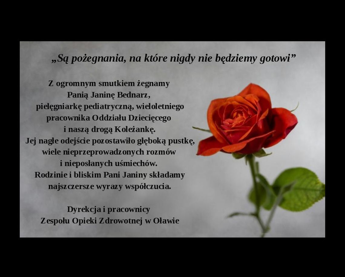Jej nagłe odejście pozostawiło głęboką pustkę...