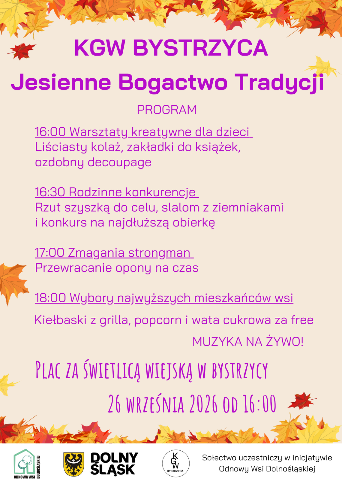 "Jesienne Bogactwo Tradycji" w Bystrzycy już w najbliższą sobotę "Jesienne Bogactwo Tradycji" w Bystrzycy już w najbliższą sobotę