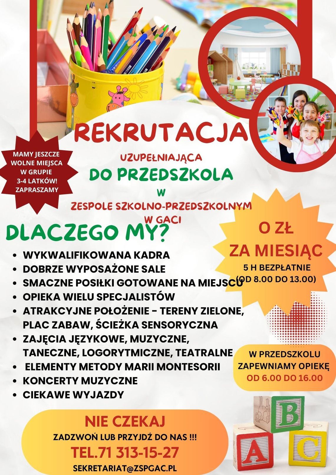 Jest jeszcze kilka wolnych miejsc