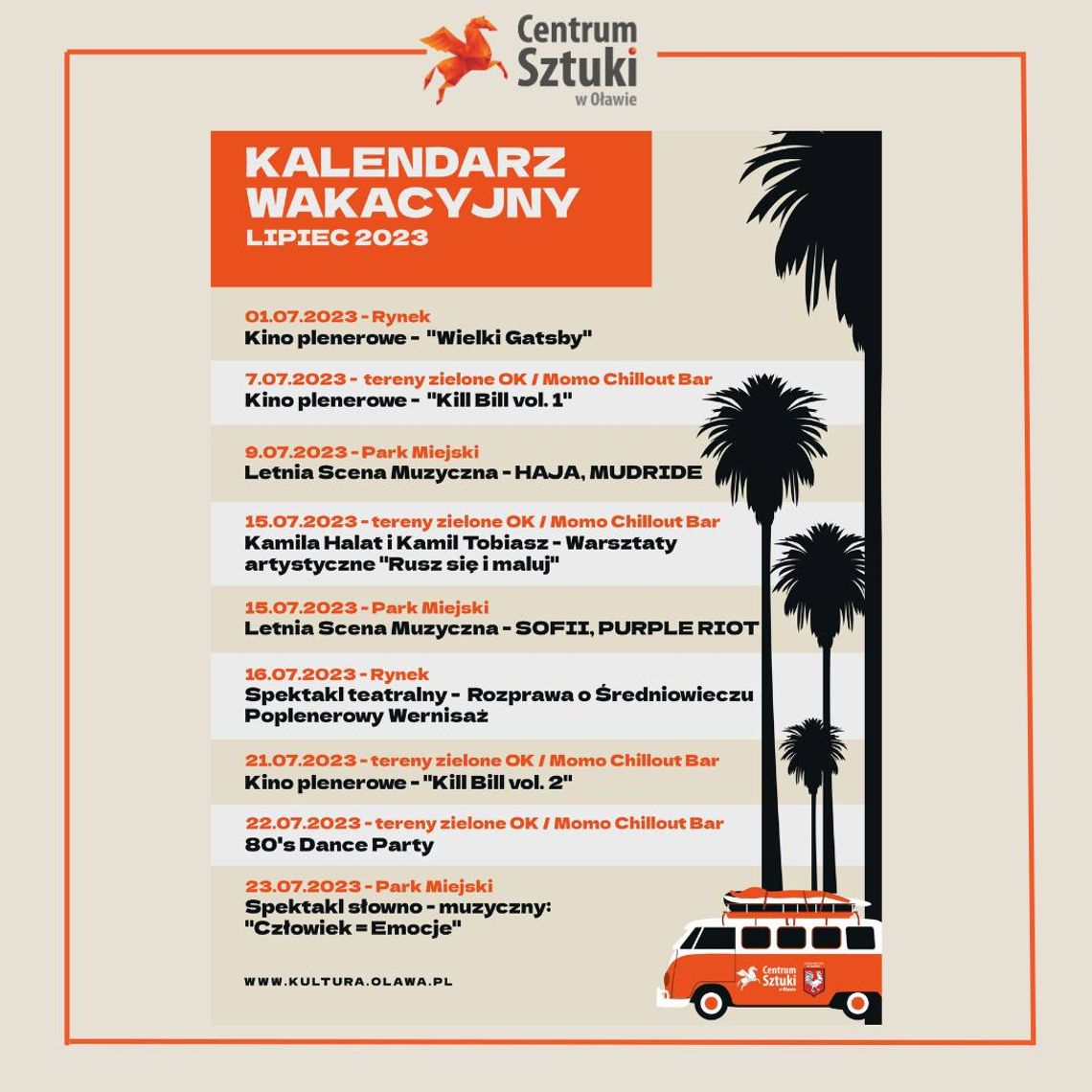 Kalendarz wakacyjny Centrum Sztuki