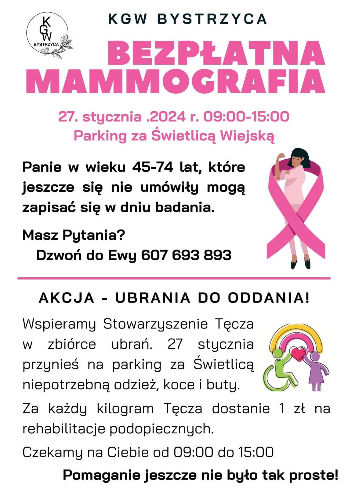 KGW Bystrzyca zaprasza panie na darmową mammografię