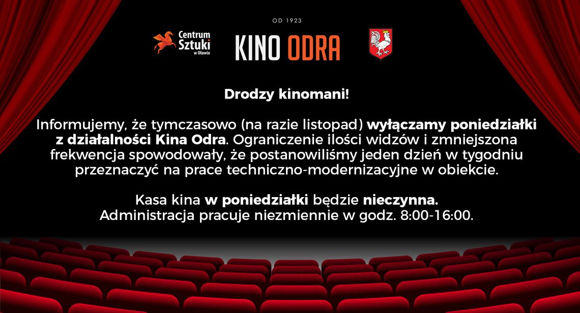 Kino Odra bez poniedziałków