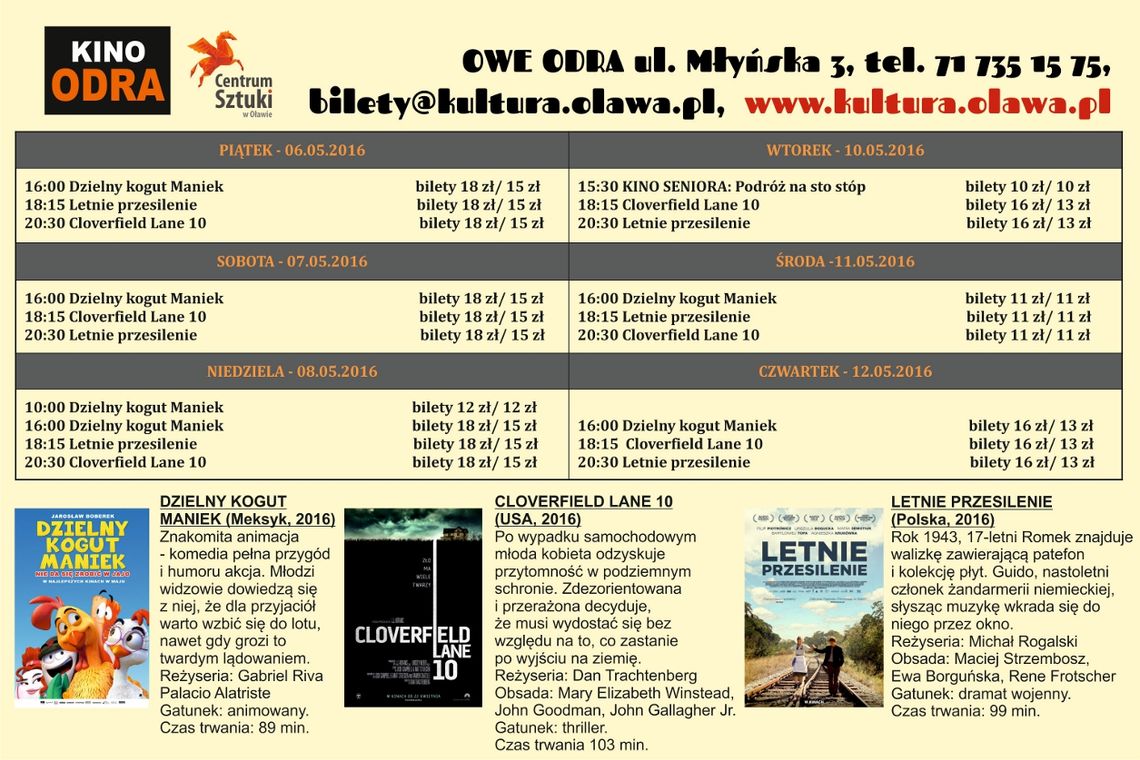 Kino Odra - repertuar od 6 do 12 maja