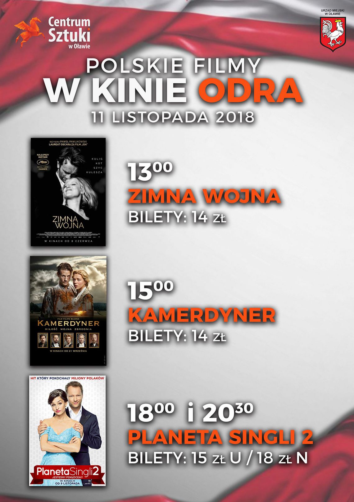 Kino ODRA również świętuje - trzy polskie filmy na stulecie niepodległości