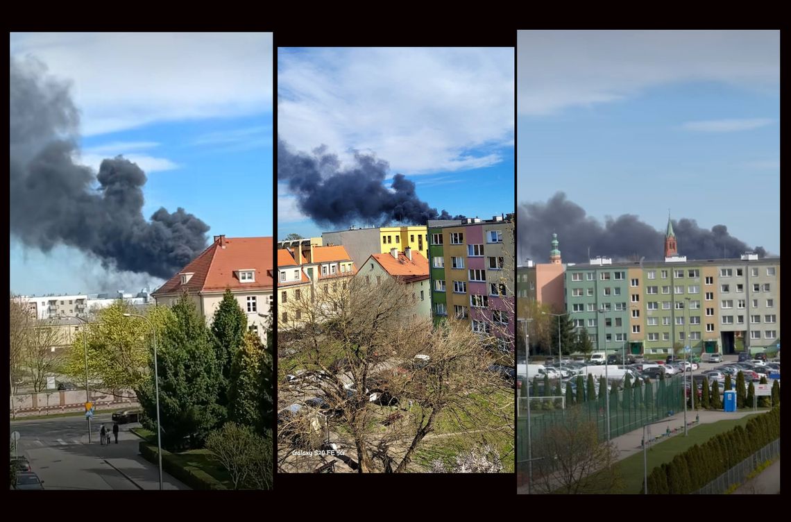 Kłęby dymu nad Oławą