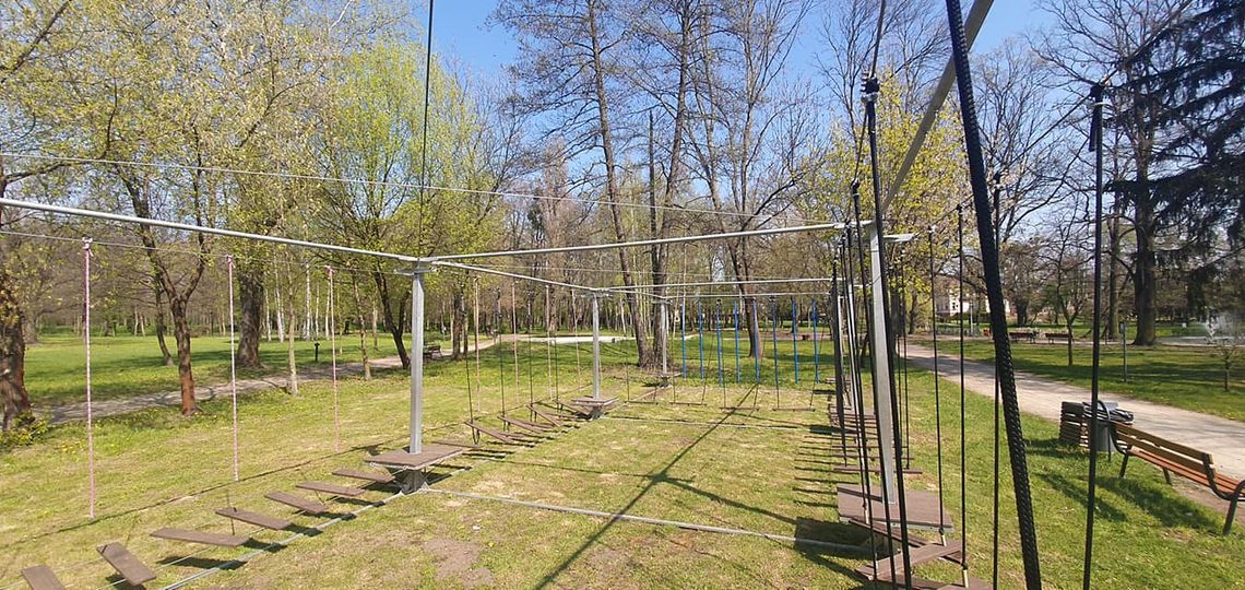 Linowa rozrywka w parku
