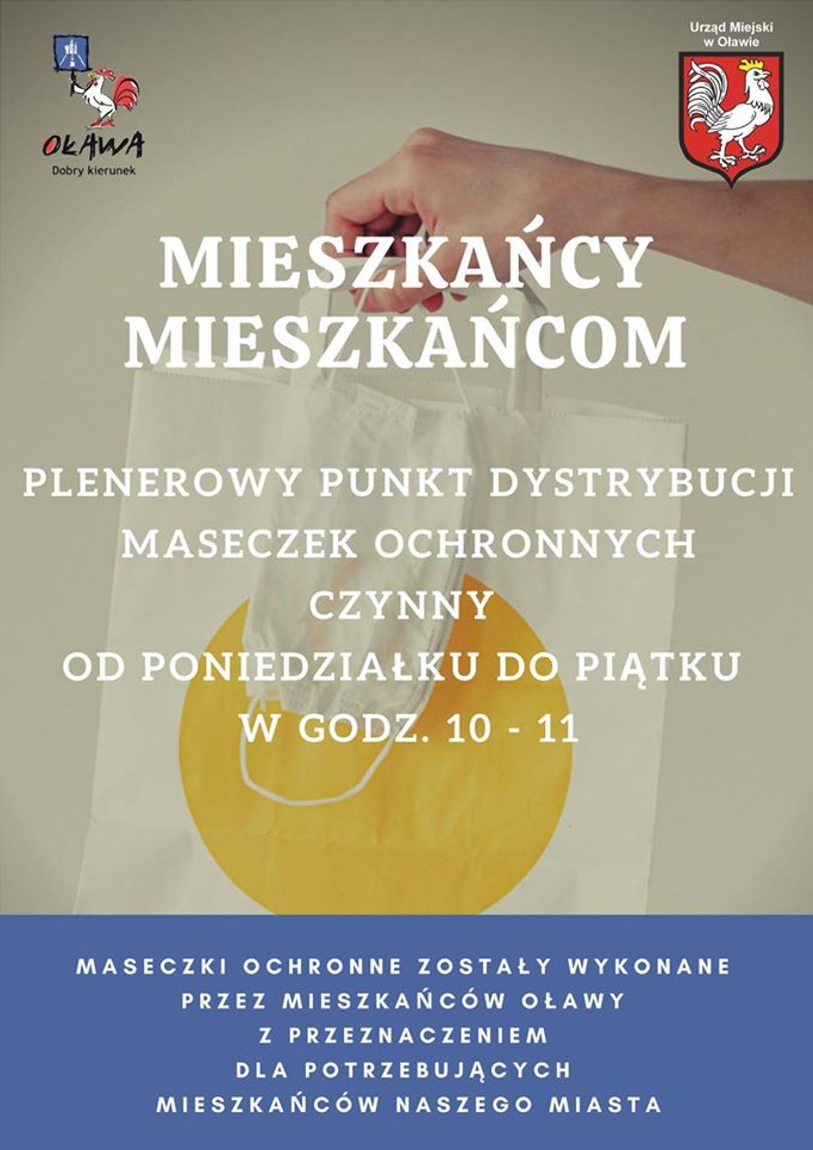 Maseczki będą rozdawane w jednym miejscu! Już od poniedziałku