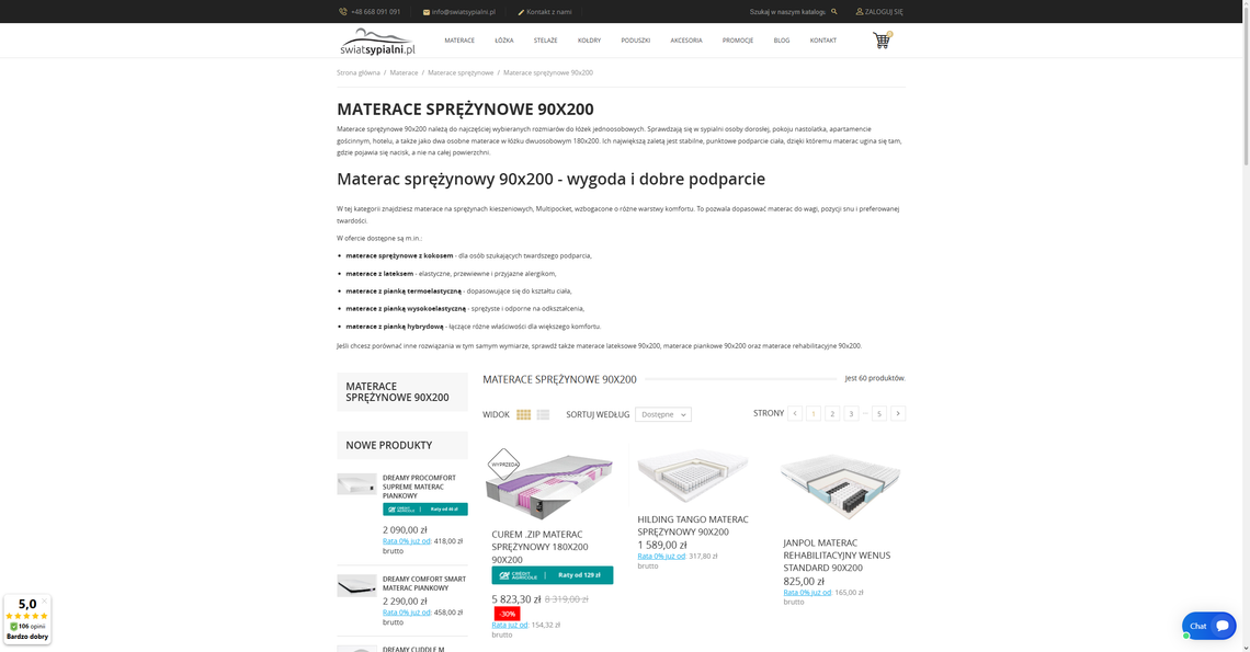 Materace sprężynowe 90x200 do łóżek pojedynczych - kieszeniowe czy bonellowe? Materace sprężynowe 90x200 - Sklep Świat Sypialni