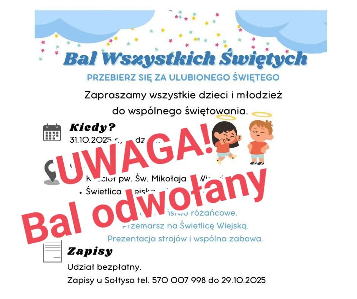 Miał być Bal Świętych, ale... nie ma ani jednego chętnego