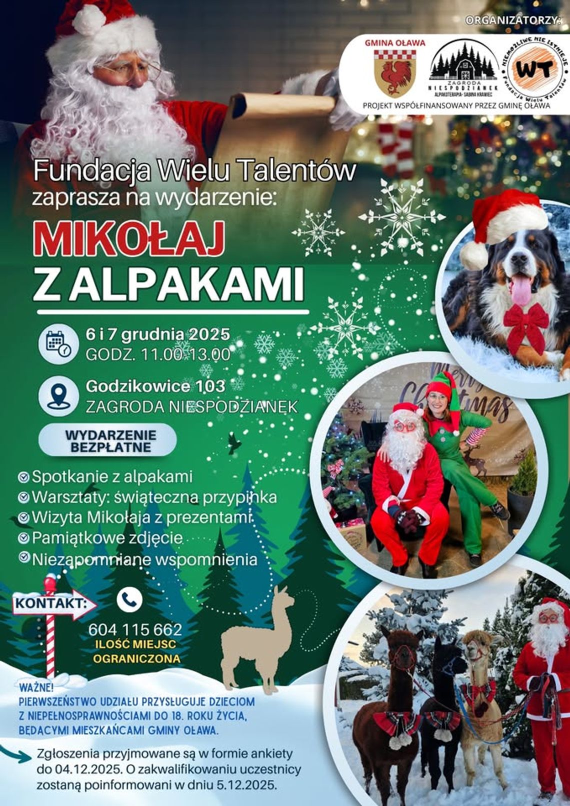 Mikołaj z alpakami w gminie Oława!