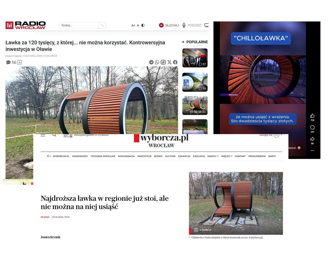 OŁAWA Ławeczka za 120 tys. zł - hitem internetu! OŁAWA Ławeczka za 120 tys. zł - hitem internetu!