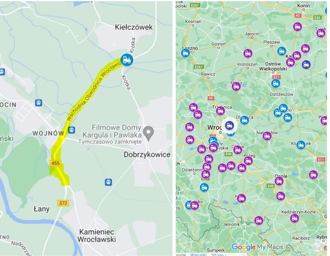 Nie tylko w Oławie dziś utrudnienia - zobacz mapę protestów