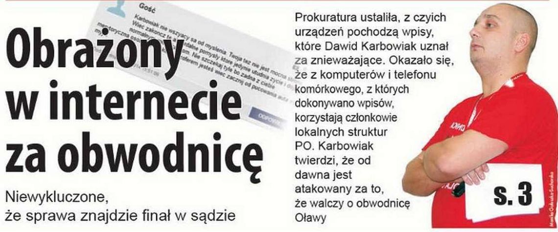 Obrażony w internecie za obwodnicę