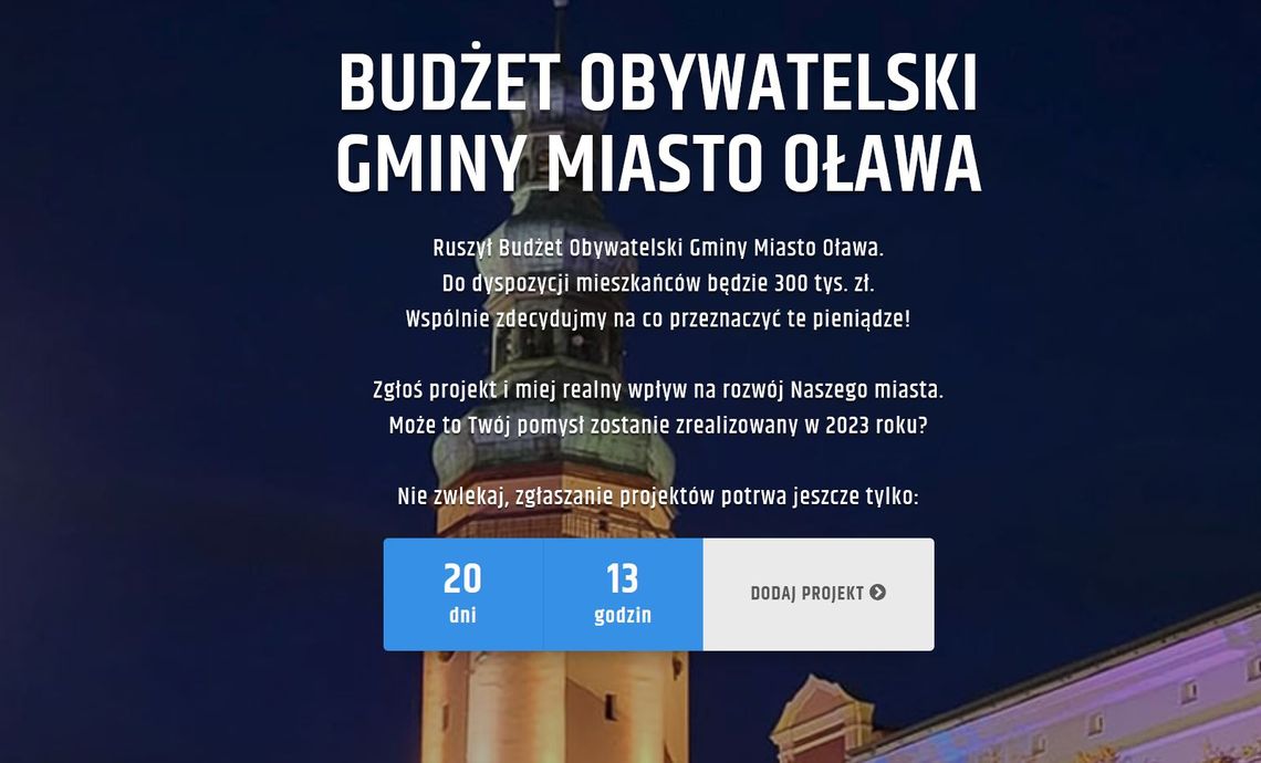 Oława. 300 tys. złotych do dyspozycji! Możesz zgłosić pomysł!