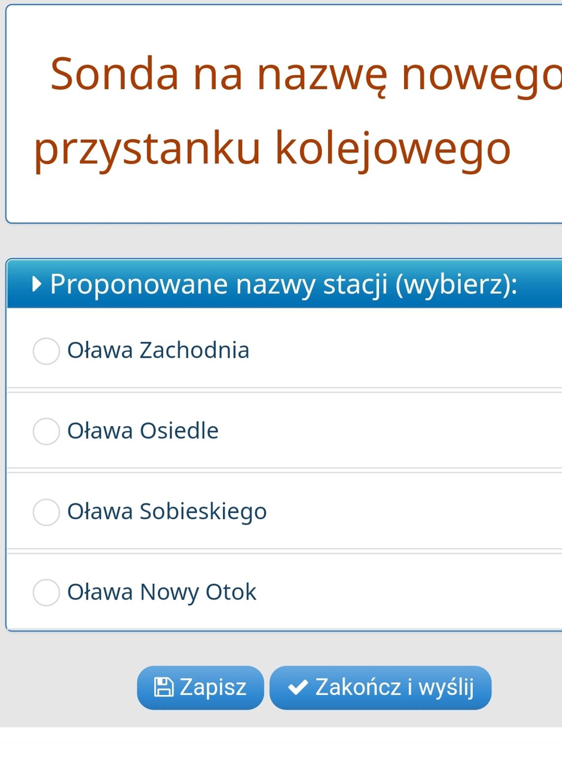 Oława. Głosowanie na nazwę nowego przystanku. 4 propozycje