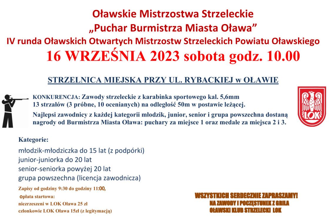 OŁAWA LOK zaprasza na treningi i zawody strzeleckie OŁAWA LOK zaprasza na treningi i zawody strzeleckie
