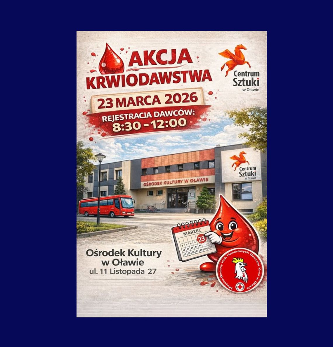 Plakat akcji krwiodawstwa w Oławie