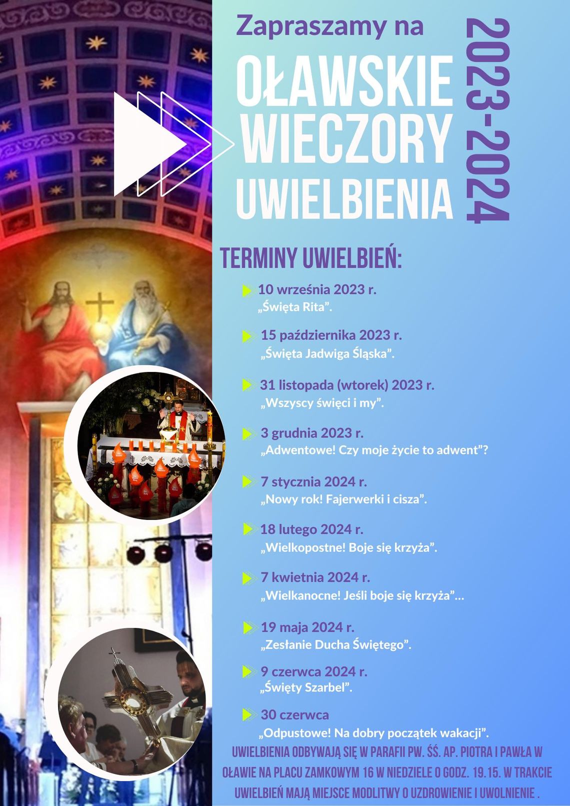 Oławskie Wieczory Uwielbienia - rozkład jazdy na rok Oławskie Wieczory Uwielbienia - rozkład jazdy na rok