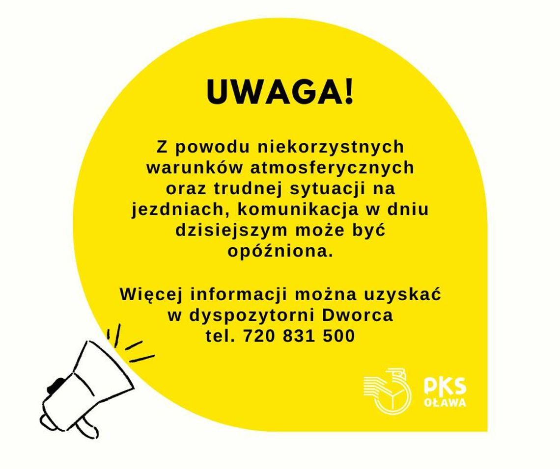 PKS: - Komunikacja może być opóźniona z powodu warunków na drodze