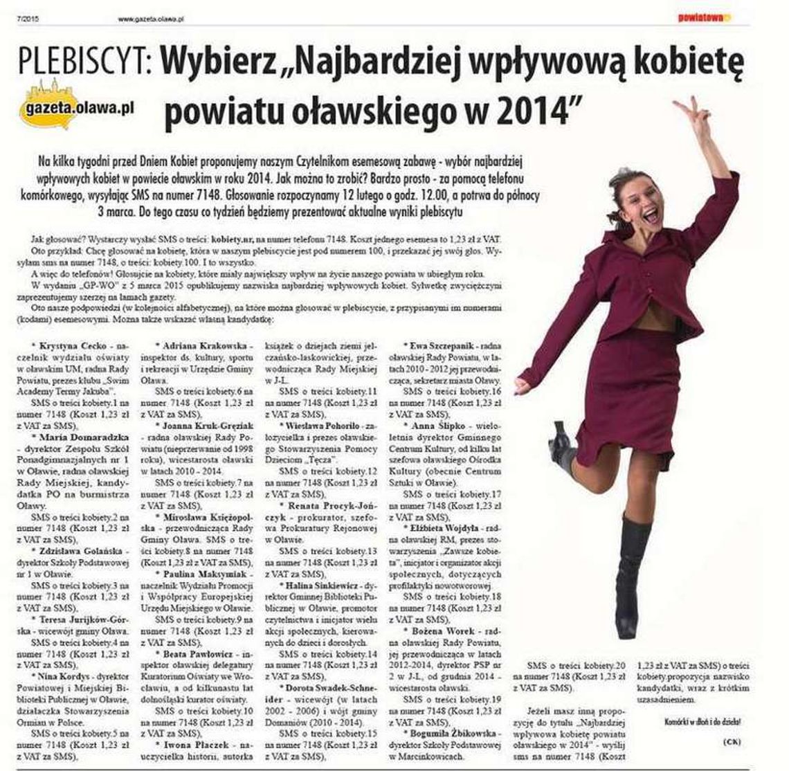 PLEBISCYT: Wybierz "Najbardziej wpływową kobietę powiatu oławskiego w 2014"